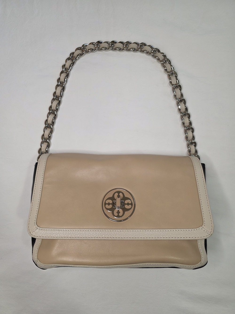Brighton My Flat in London Sabrina Leather Shoulder Bag | Nude, Cream & Black